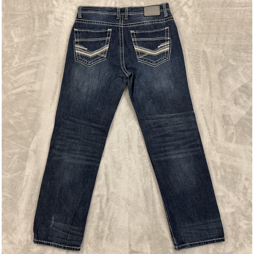 VTG Faded Glory Jeans Mens 34x34 Dark Blue Relaxed Straight Y2K Thick‎ Stitch